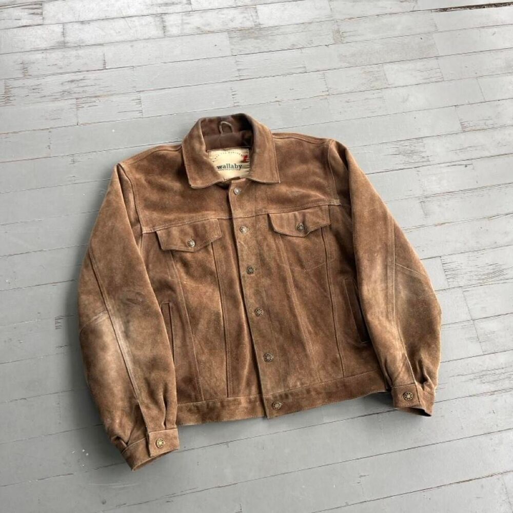 Vintage Australian Wallaby Genuine Leather Old Money Y2K Suede Jacket